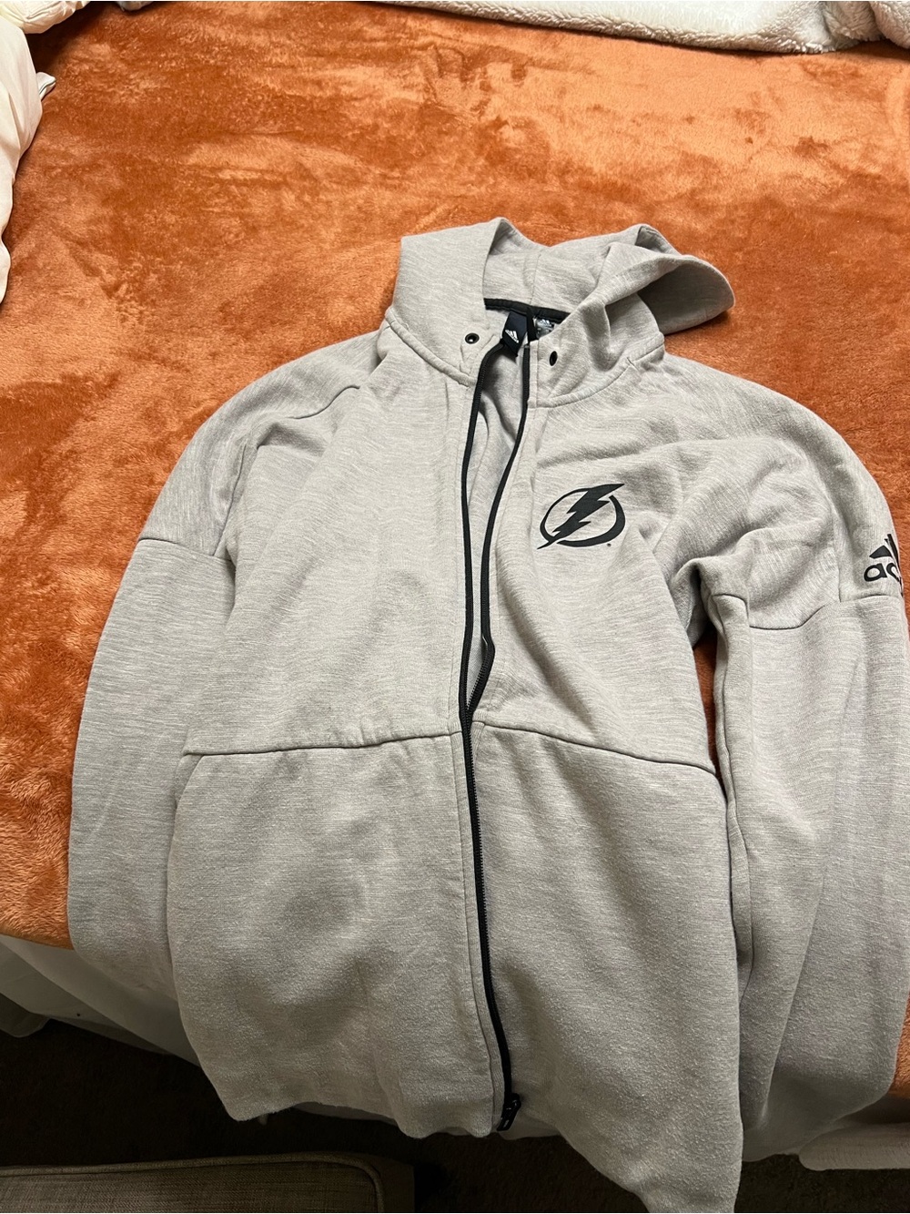 adidas Light Gray Men’s Full-Zip Hoodie Windbreaker